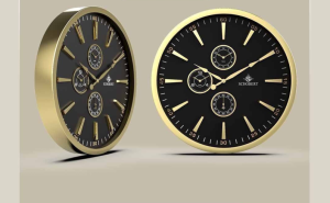 ساعت دیواری فلزی طلایی با صفحه مشکی شوبرت ۵۳۱۰