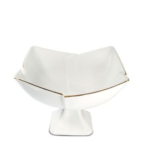 کاسه لمون لاله بزرگ پایه دار یک خط طلا 0017